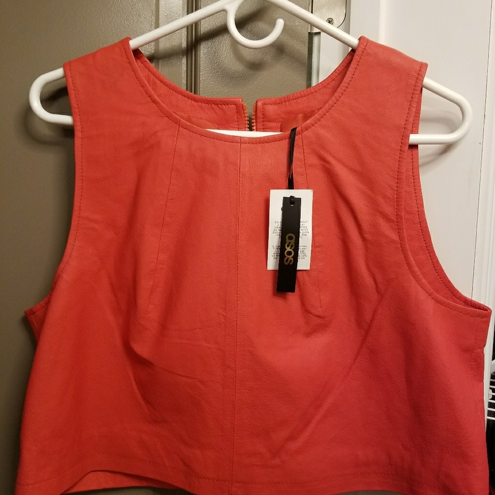 100% Real leather crop top